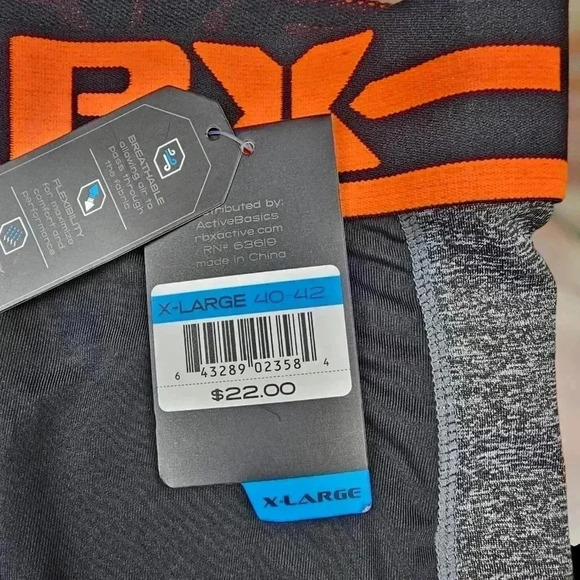 RBX Boxer Briefs black/ orange 9" inseam NWT Medium, Large or XL - Picture 5 of 6